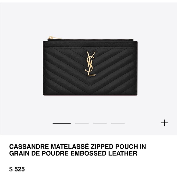 YSL POUCH MONOGRAM BILL POUCH IN GRAIN DE POUDRE EMBOSSED LEATHER gold hardware - Picture 2 of 10